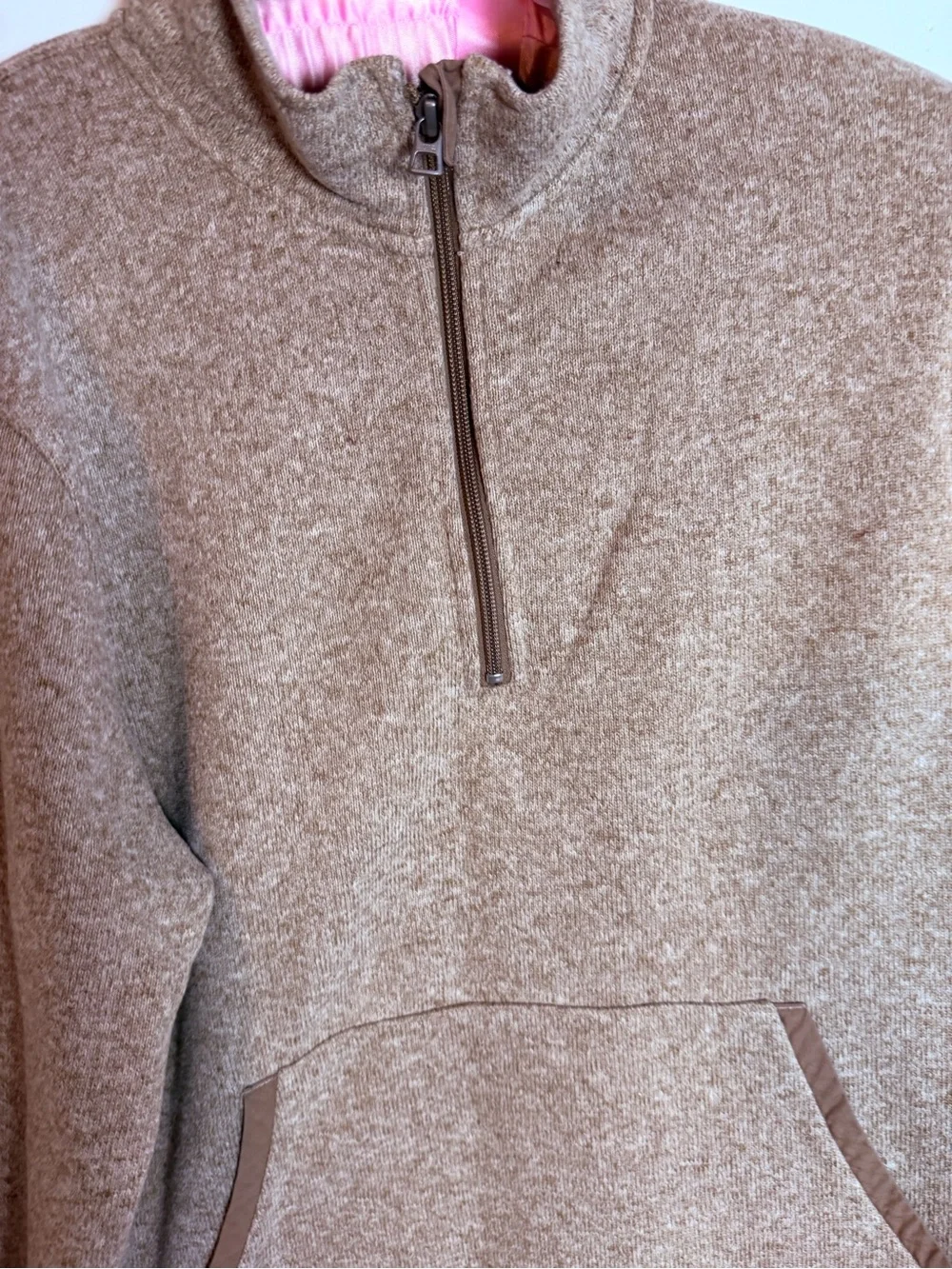 J Crew Mercantile Men's Half-Zip Fleece Pullover Sweater - Brown